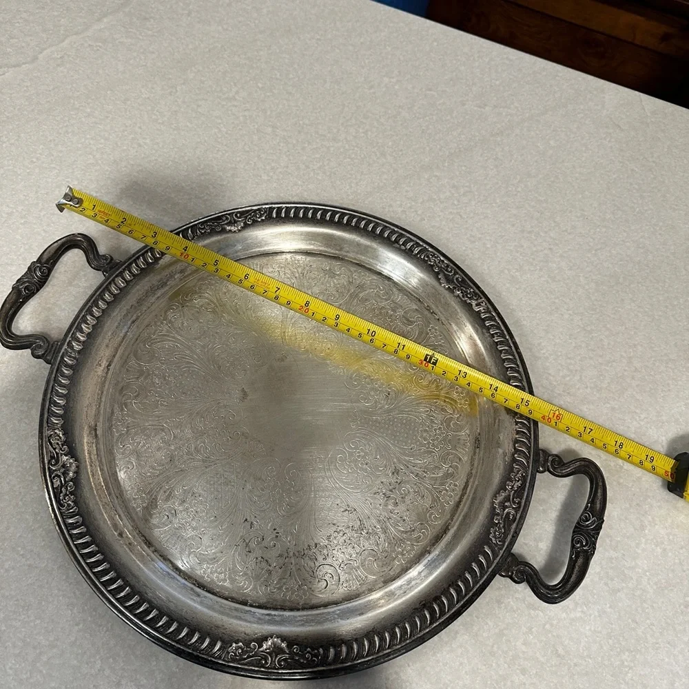 Vintage holiday silverplate serving tray